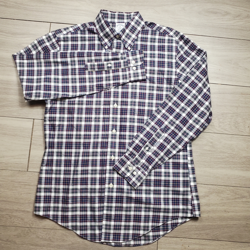 Brooks Brothers 1818 Regent Fit Button Down Shirt Mens M Check Pocket Non Iron